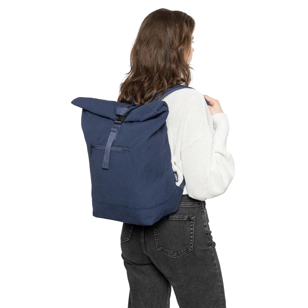 Rolltop-Rucksack Thaddeus aus recyceltem Poly-Baumwollgewebe (330 g/m2) Werbeartikel