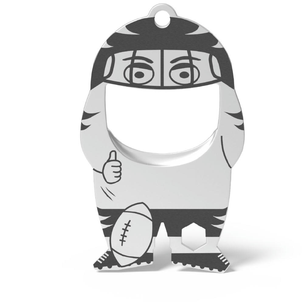 RICHARTZ Flaschenöffner fred football: Figur als Footballspieler mit Helm und Football – Werbeartikel mit Ihrem Logo