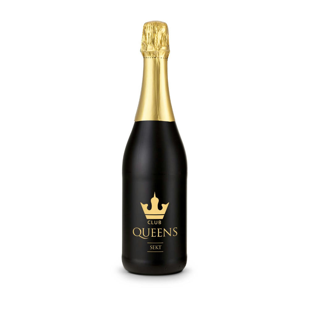Sekt Cuvée - Flasche schwarz - Kapselfarbe Gold, 0,75 l Werbeartikel