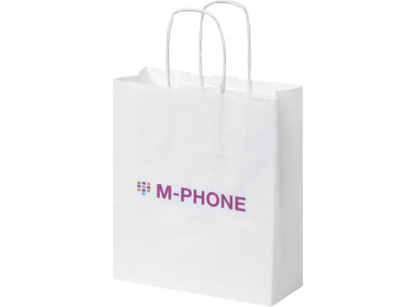 Product image Kraftpapiertasche 80 g/m² mit gedrehten Griffen – 18 × 8 × 21 cm Werbeartikel