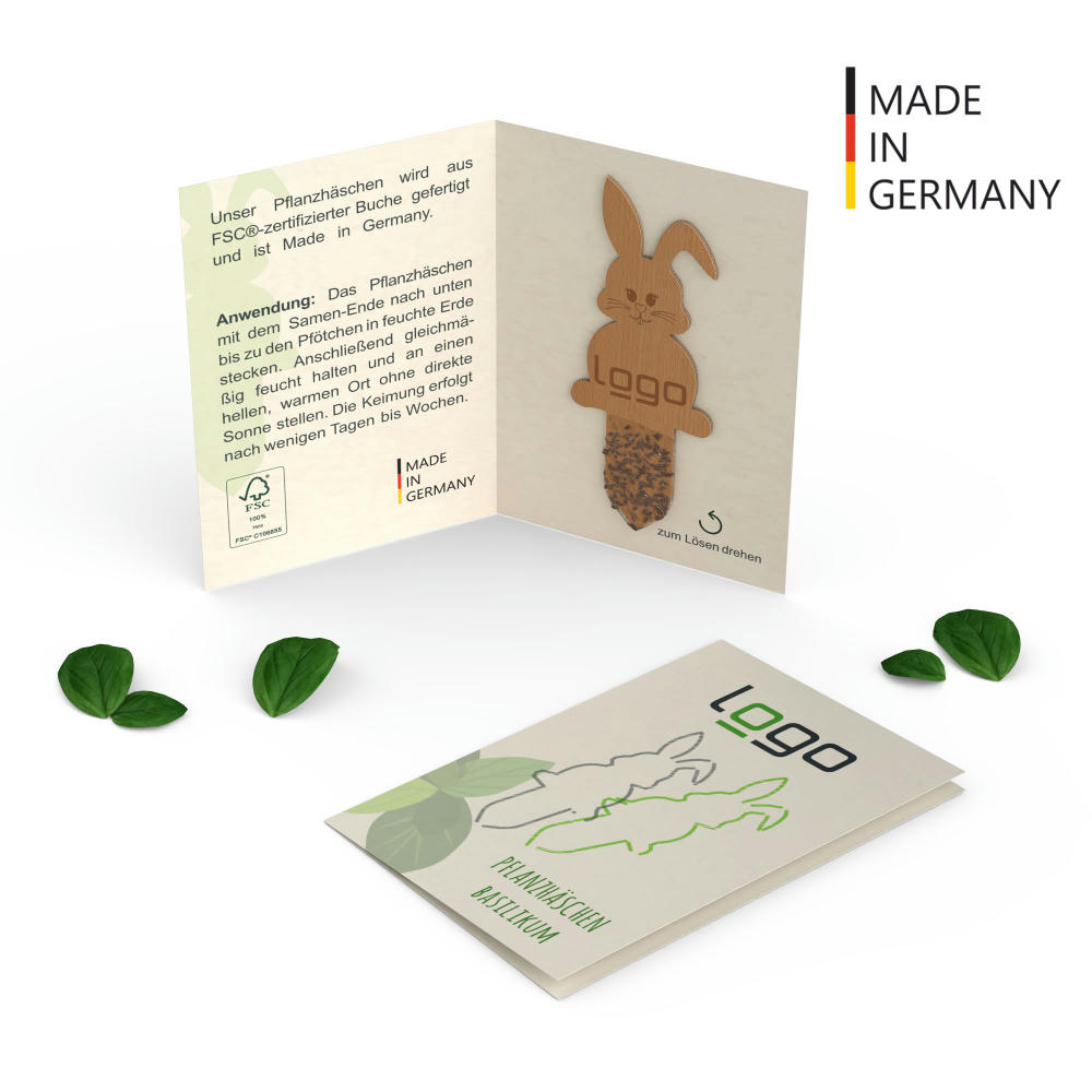 Product image Kräuter-Pflanzhäschen in Klappkarte (FSC® zertifiziert) Werbeartikel