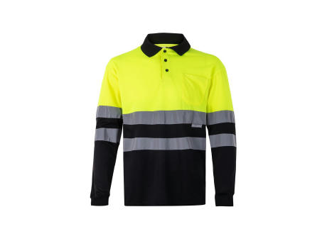 VL VULCAN. Zweifarbiges Poloshirt im Bird-Eye-Design (160g/m²) mit langen Ärmeln, aus Polyester (100%) bedrucken