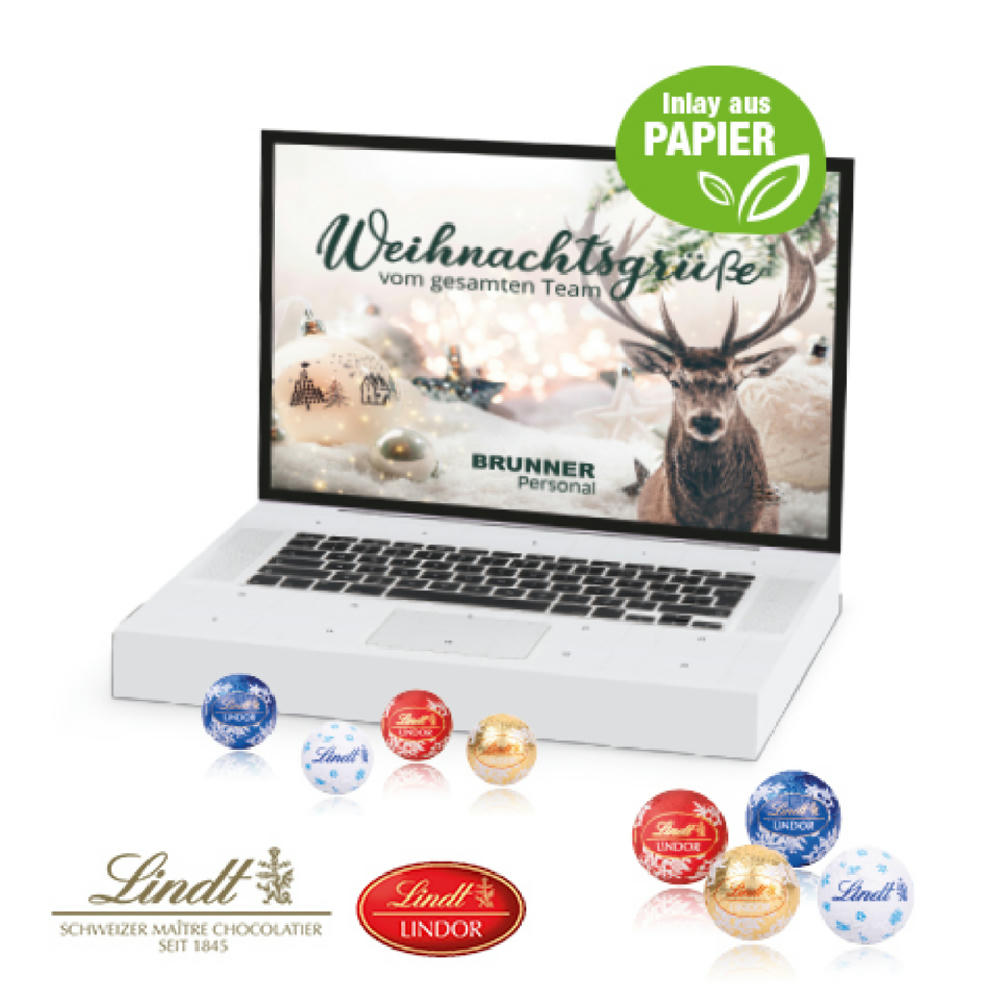 Adventskalender Laptop mit Lindt Minis Werbeartikel