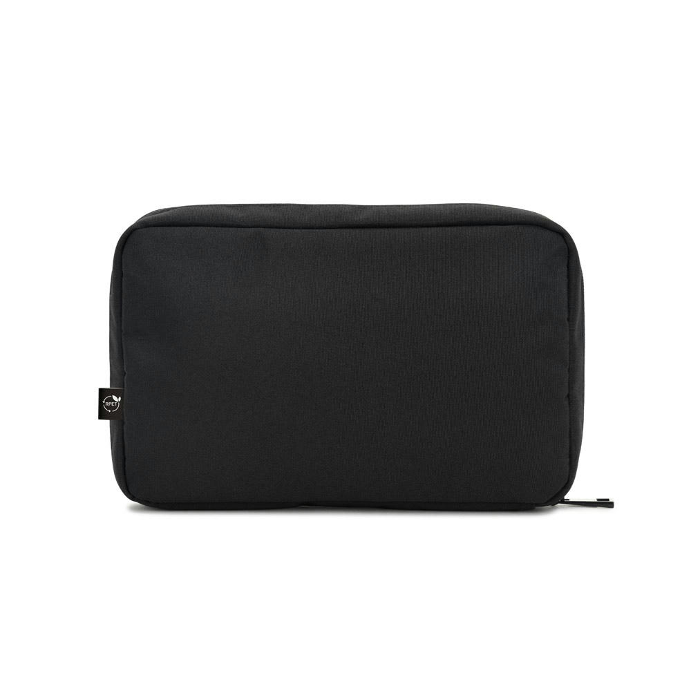 YANGON. Tasche, die geräumig ist und Organisation für technisches Zubehör bietet, aus Twill mit wasserabweisender Beschichtung und recyceltem 600D-Polyester Werbeartikel
