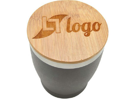 Doppelwandiger Edelstahlbecher 'Nagano' mit Bambusdeckel (L) Werbeartikel