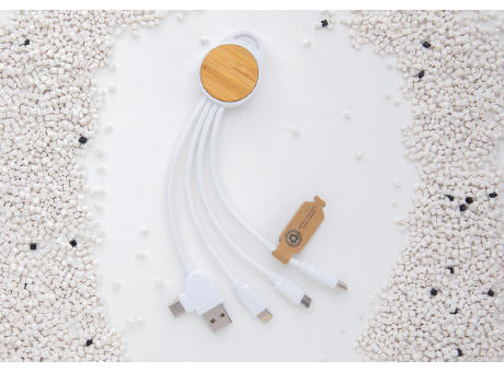 rundes Ontario 6-in-1 Kabel aus RCS recyceltem Kunststoff Werbeartikel