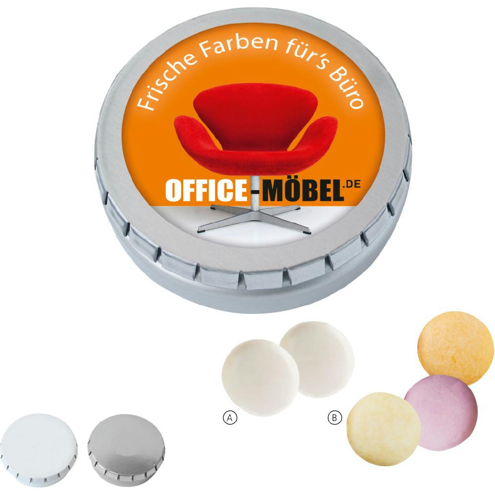Product image MINI-Drück-mich-Dose mit mentos, 50g Werbeartikel