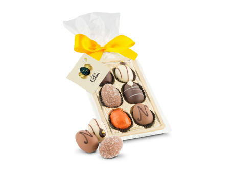 Geschenkartikel / Präsentartikel: Schokoladen-Pralineneier, 6 Stück, 125 g Werbeartikel