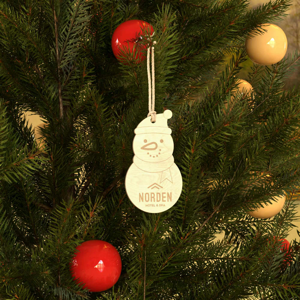 Weihnachtsbaumanhänger Schneemann (FSC® zertifiziert) Werbeartikel