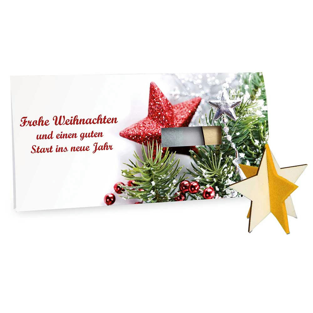 Steckfiguren-Karte Filz - Stern 4/0-c Werbeartikel