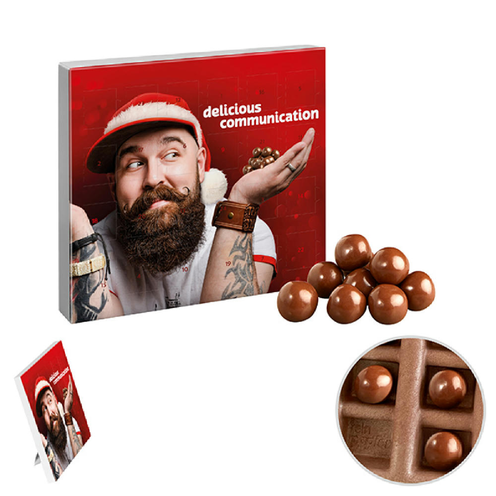 Product image reinpapier® Mini-Adventskalender mit Schokoknusperkugeln Werbeartikel