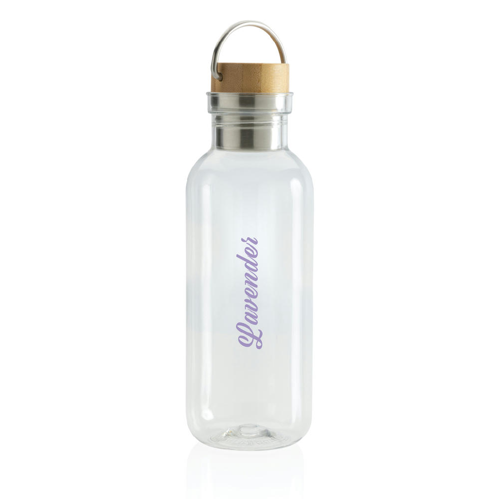 RCS rPET Flasche with Bambusdeckel und Griff Werbeartikel