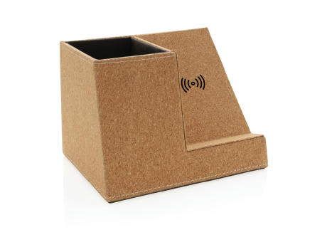 Kork Stiftehalter mit 5W Wireless Charger Werbeartikel