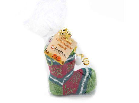 Nikolausstiefel Nougat, 70g, mit Grußkarte Werbeartikel