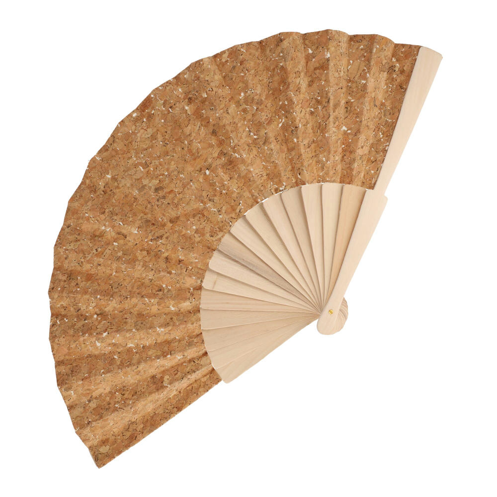 Product image Fächer aus Holz mit Korkgewebe Werbeartikel