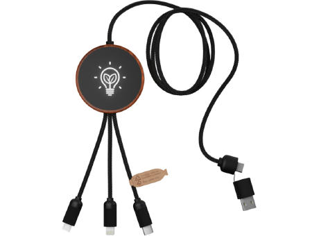 SCX.design C40 5-in-1 Ladekabel aus rPET mit 10W Ladepad und Leuchtlogo bedrucken