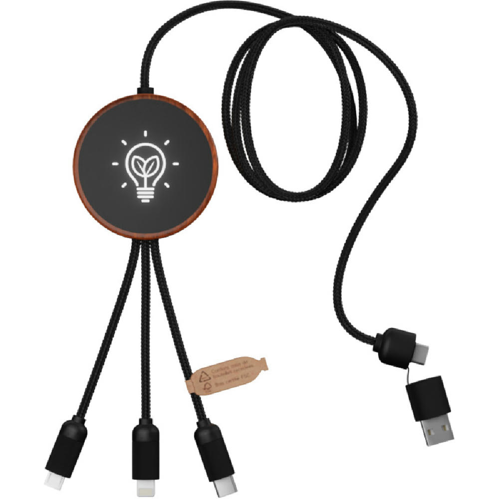 Product image SCX.design C40 5-in-1 Ladekabel aus rPET mit 10W Ladepad und Leuchtlogo Werbeartikel
