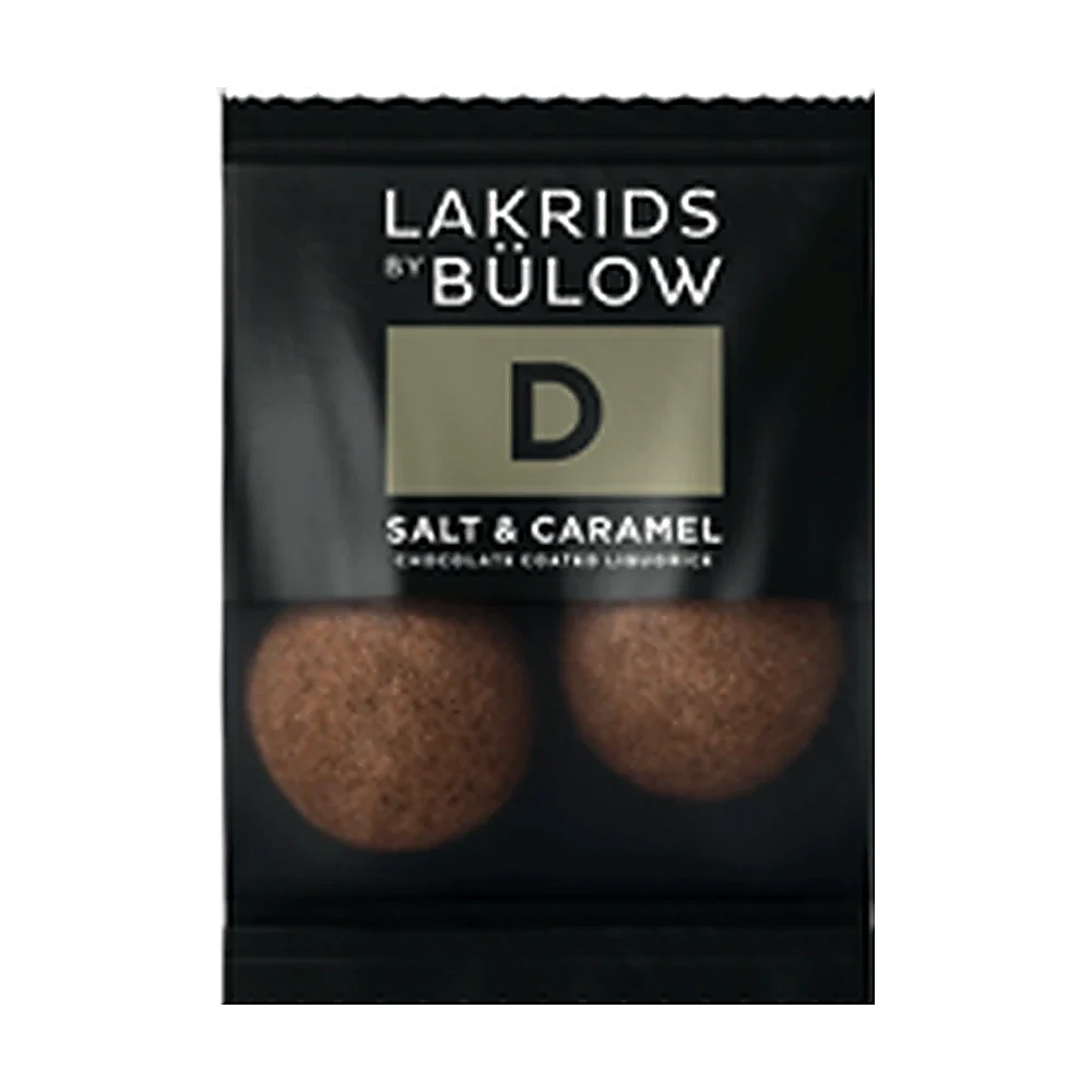 Mini Schoko-Lakritz D Salt & Caramel Lakrids by Bülow, 250 Minis Lakrids by Bülow Mini D Salt & Caramel im Einzeltütchen mit zwei Kugeln – Lakritz für Empfang und Mailing