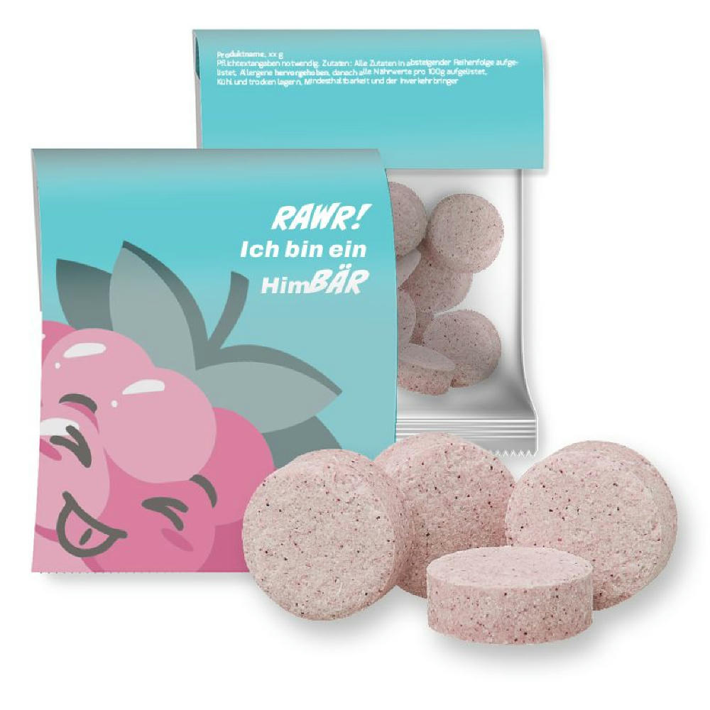 Product image Himbeer Drops, ca. 15g, Express Midi-Tüte mit Werbereiter Werbeartikel