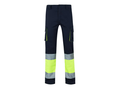 VL ZEUS. Zweifarbige Stretch-Hose mit mehreren Taschen (240 g/m²), aus Baumwolle (46 %), EME (38 %) und Polyester (16 %) Werbeartikel