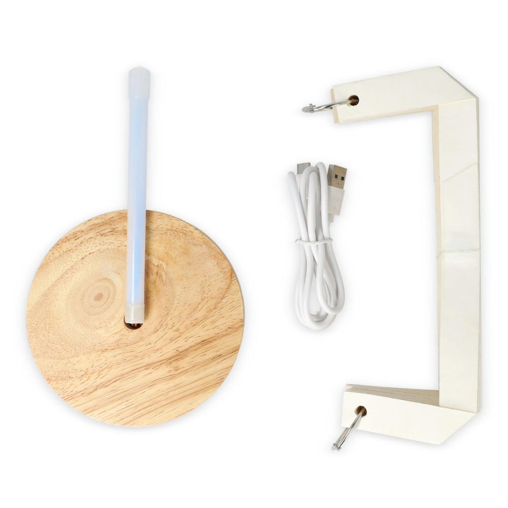 Coollux faltbare Papier LED-Lampe Aurora auf Holzsockel, 22cm Werbeartikel