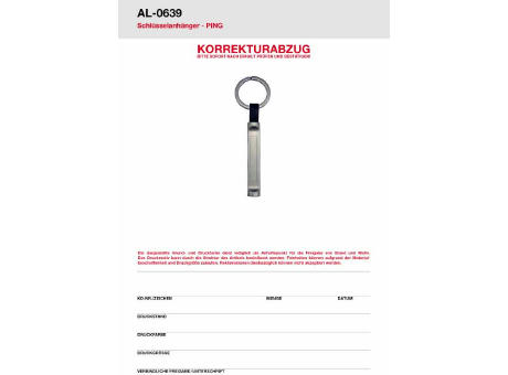 Schlüsselanhänger Ping mit Lasergravur 2-seitig bedrucken