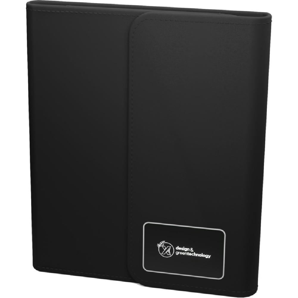 Product image SCX.design O18 A5 Notizbuch mit kabelloser 5W Powerbank mit 4000 mAh und Leuchtlogo Werbeartikel