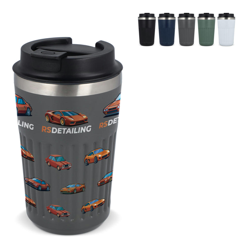 Product image Recycelter Edelstahl-Thermobecher für Kaffee zum Mitnehmen, 400 ml Werbeartikel
