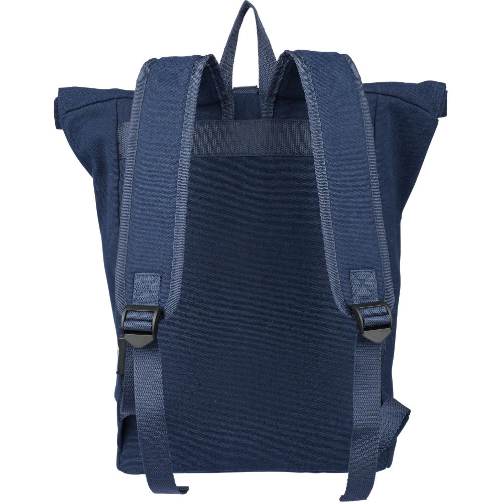Rolltop-Rucksack Thaddeus aus recyceltem Poly-Baumwollgewebe (330 g/m2) Werbeartikel