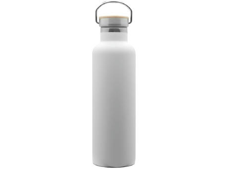 Product image Doppelwandige Flasche 'Arima', weiß, Bambusdeckel, 750ml Werbeartikel