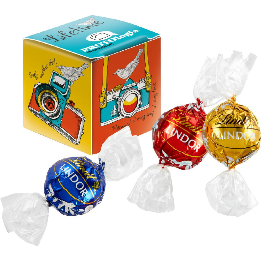 Product image Mini Promo-Würfel mit Lindt Lindor Kugel Mix Werbeartikel