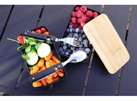 Bento 'Nagano', schwarz, mit Bambusdeckel Werbeartikel