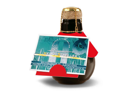 Product image Kleinste Sektflasche der Welt! rot mit Visitenkarteneinschub - Ohne Geschenkkarton, 125 ml Werbeartikel
