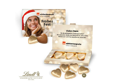 Präsentbox "Business" mit Lindt Schokoherzen bedrucken