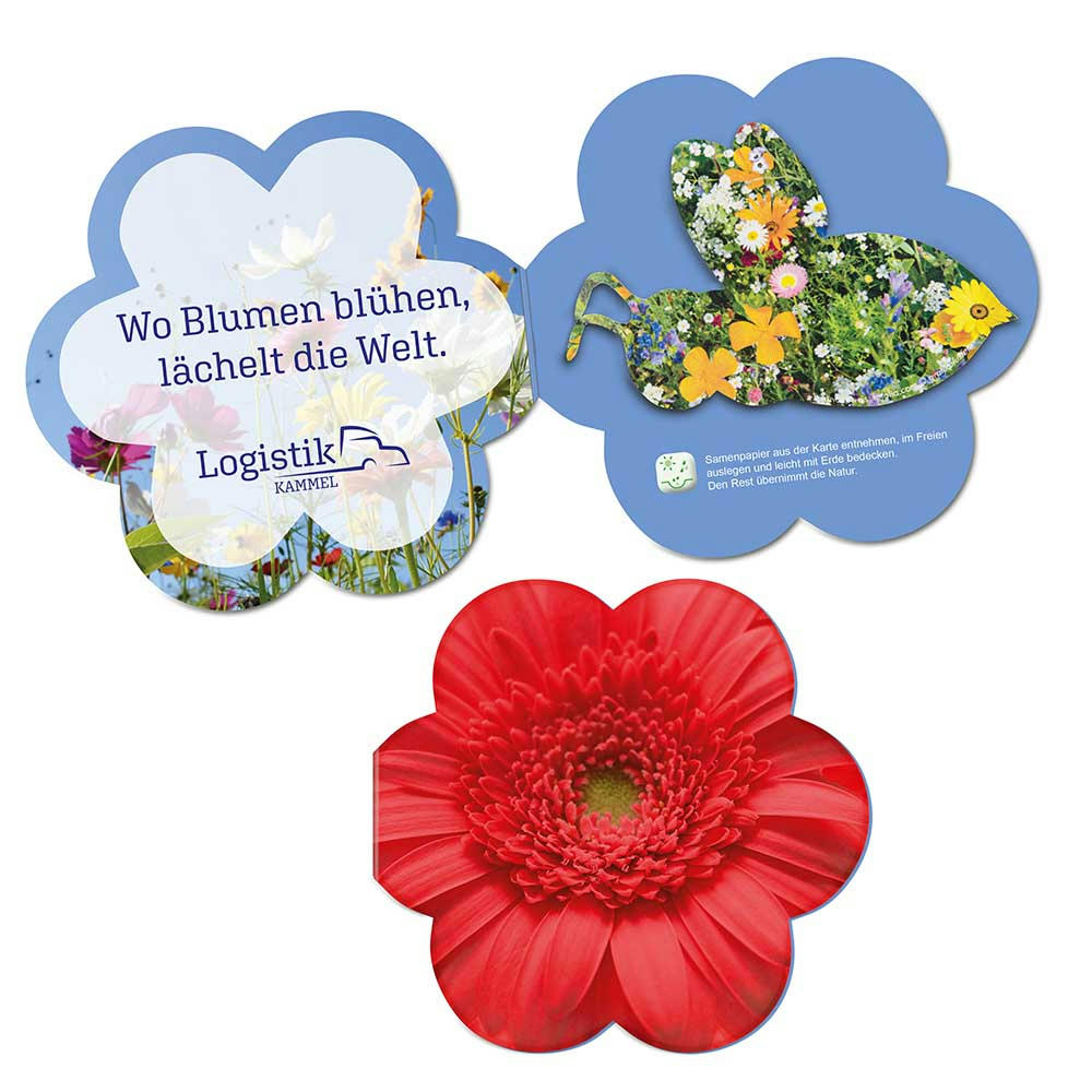 Product image Samenpapier in Klappkärtchen Blume - Bienchen Werbeartikel