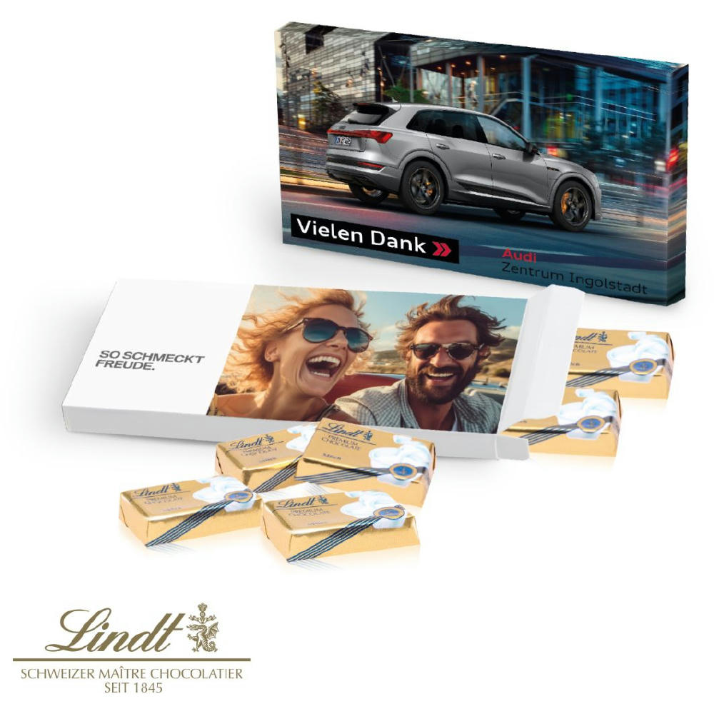 PRÄSENTBOX MIT LINDT SCHOKOTÄFELCHEN Werbeartikel