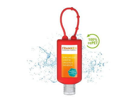 50 ml Bumper rot - Hände-Desinfektionsgel (DIN EN 1500) - Body Label Werbeartikel