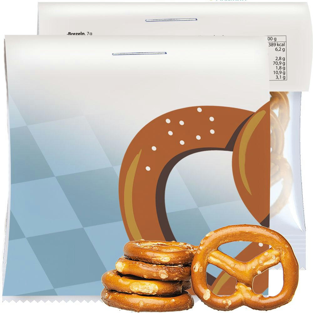 Mini Brezeln Original, ca. 7g, Express Maxi-Tüte mit Werbereiter Werbeartikel