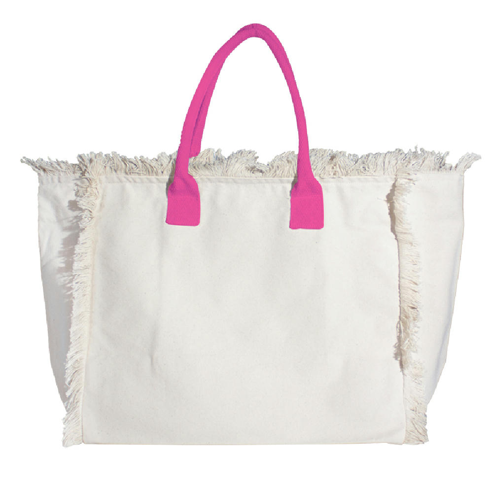 Organic Fairtrade Strandtasche Lola mit farbigen Henkeln nature Werbeartikel