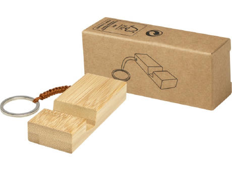 Product image Bosona Smartphonehalterung mit Schlüsselanhänger aus Bambus Werbeartikel