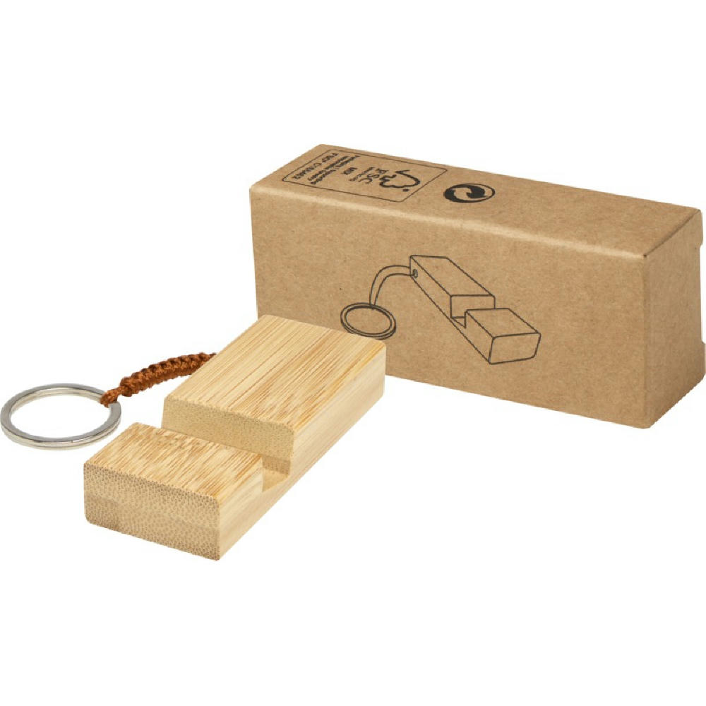 Product image Bosona Smartphonehalterung mit Schlüsselanhänger aus Bambus Werbeartikel