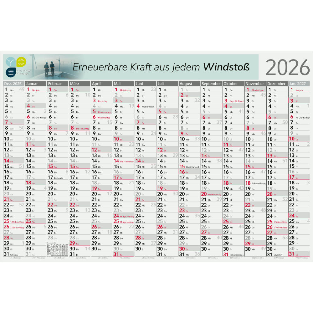 Wandplaner Pure green+blue Werbeartikel