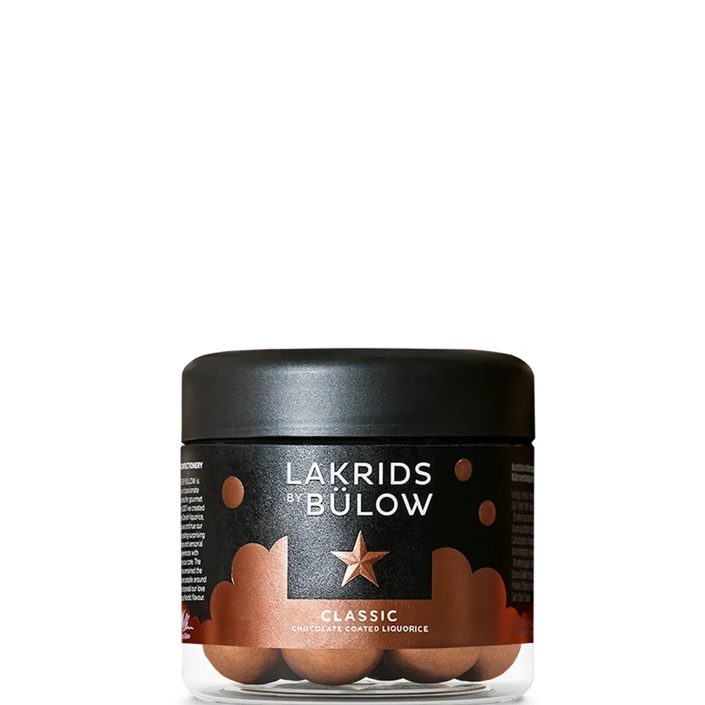 Lakrids by Bülow Classic Caramel in der Small-Dose 115 g, freigestellt – Schokolade mit Lakritz
