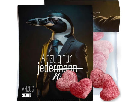 Glühwein Herzen, ca. 17g, Express Midi-Tüte mit Werbereiter Werbeartikel