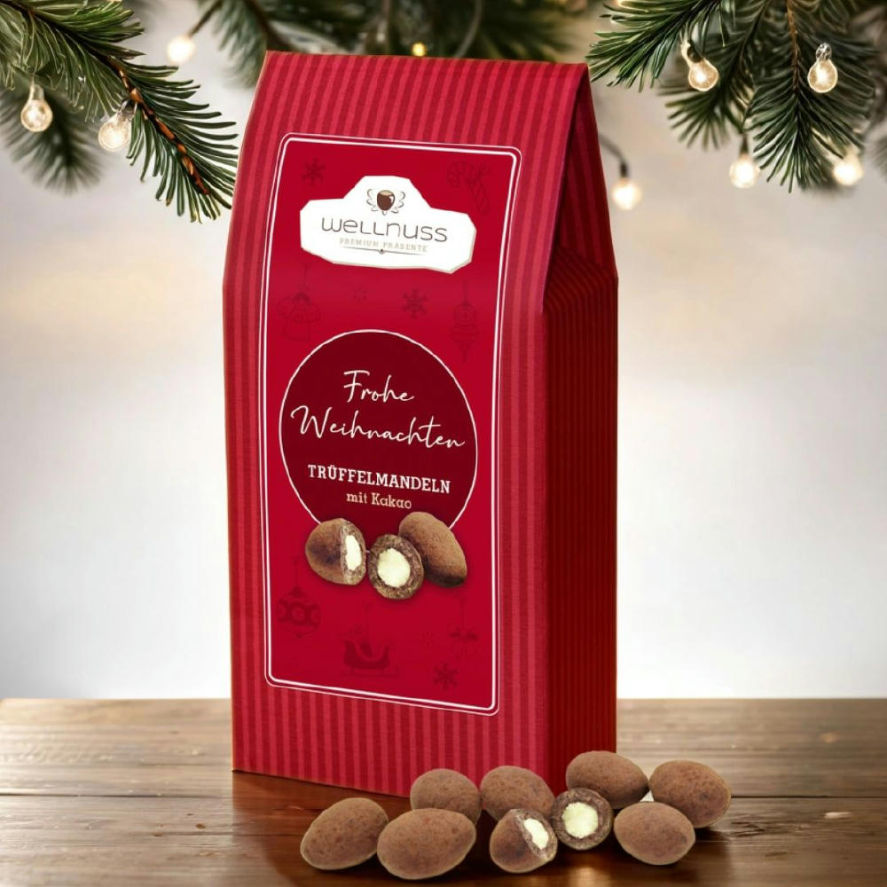 Product image Maxi Faltschachtel - Weihnachts Edition - Trüffelmandeln mit Kakao Werbeartikel