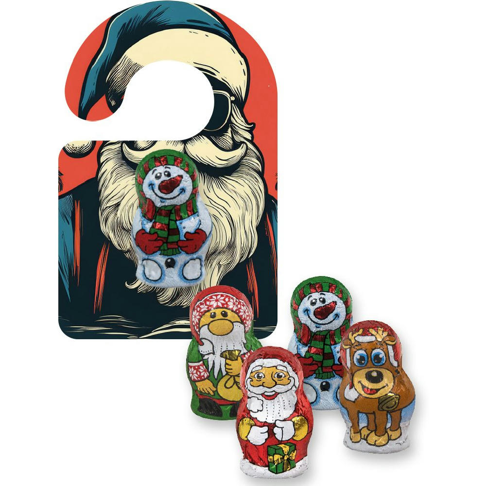 Product image Schoko-Weihnachts Mix, ca. 7g, Flyer Mini Hänger Werbeartikel