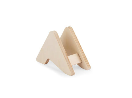 PLYCORK. Sperrholzständer mit 6 Korkuntersetzern Werbeartikel