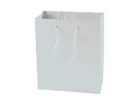 Product image Matte Papiertasche schwarz und weiß 160x190x80 mm Werbeartikel