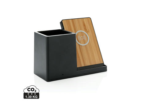 Ontario 10W Wireless Charger aus Bambus und RCS Kunststoff Werbeartikel