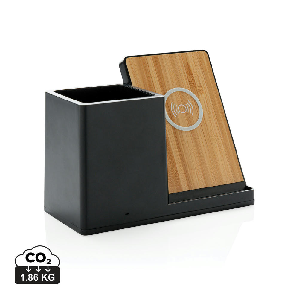 Product image Ontario 10W Wireless Charger aus Bambus und RCS Kunststoff Werbeartikel